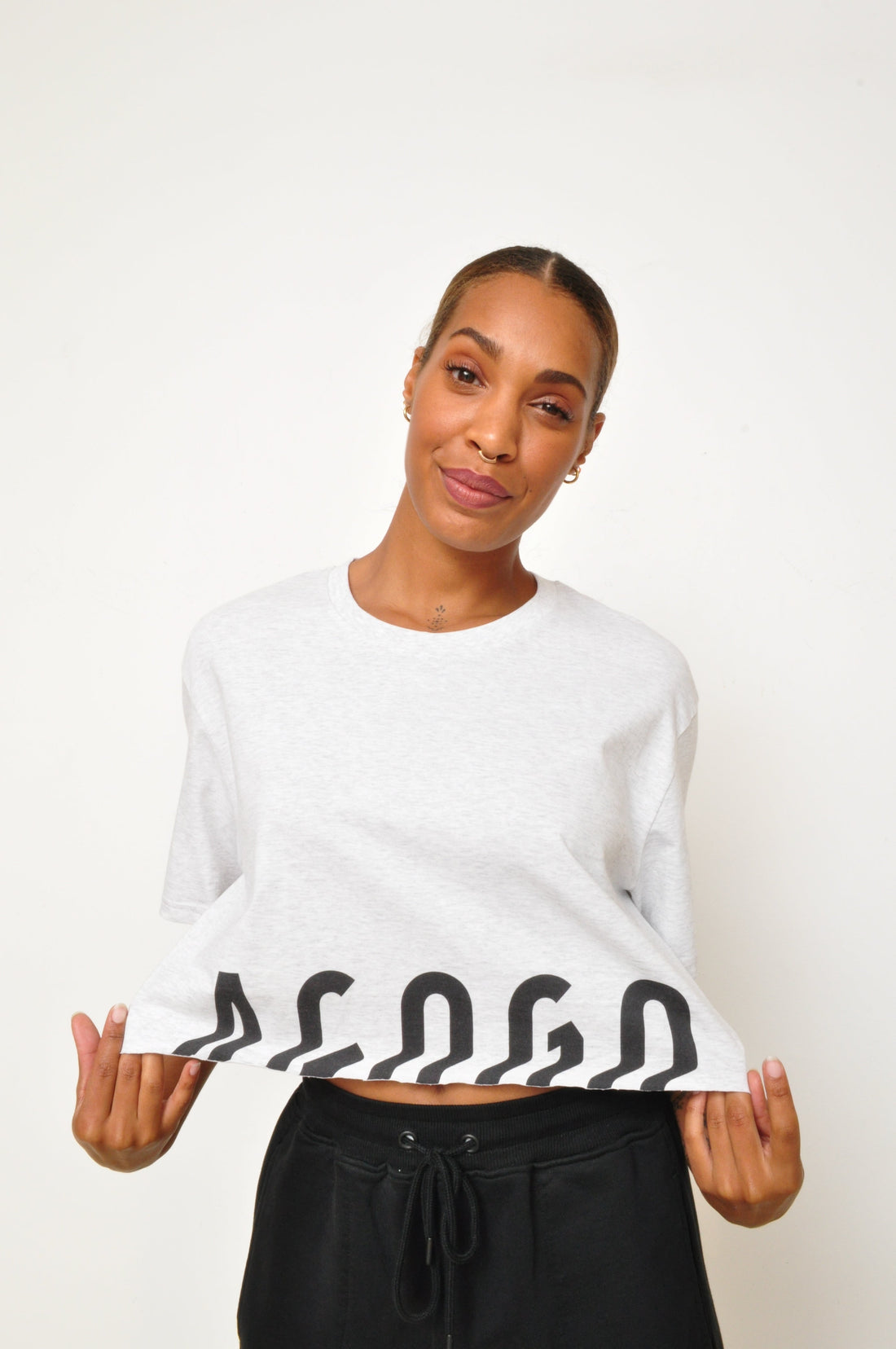 AGOGO • Crop Top Logo TU Gris Chiné 