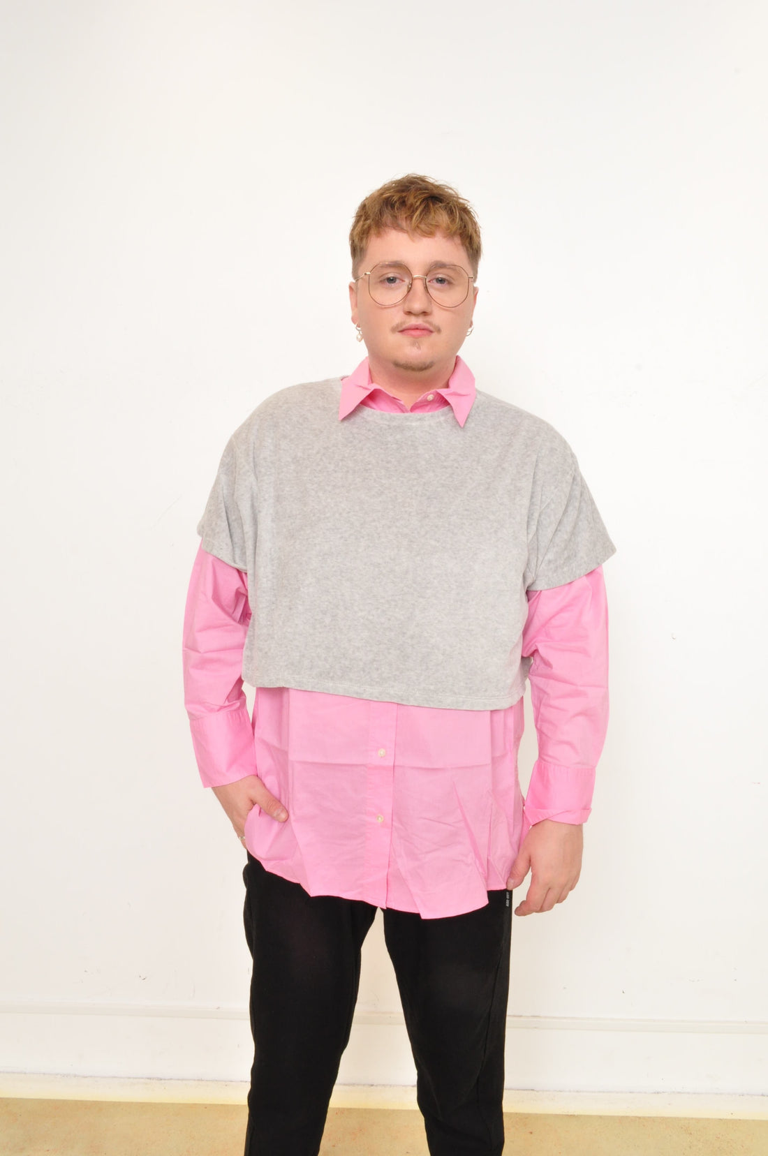 AGOGO • SPONGE CROP Peau de pêche Hauts Taille Unique Soft Grey 