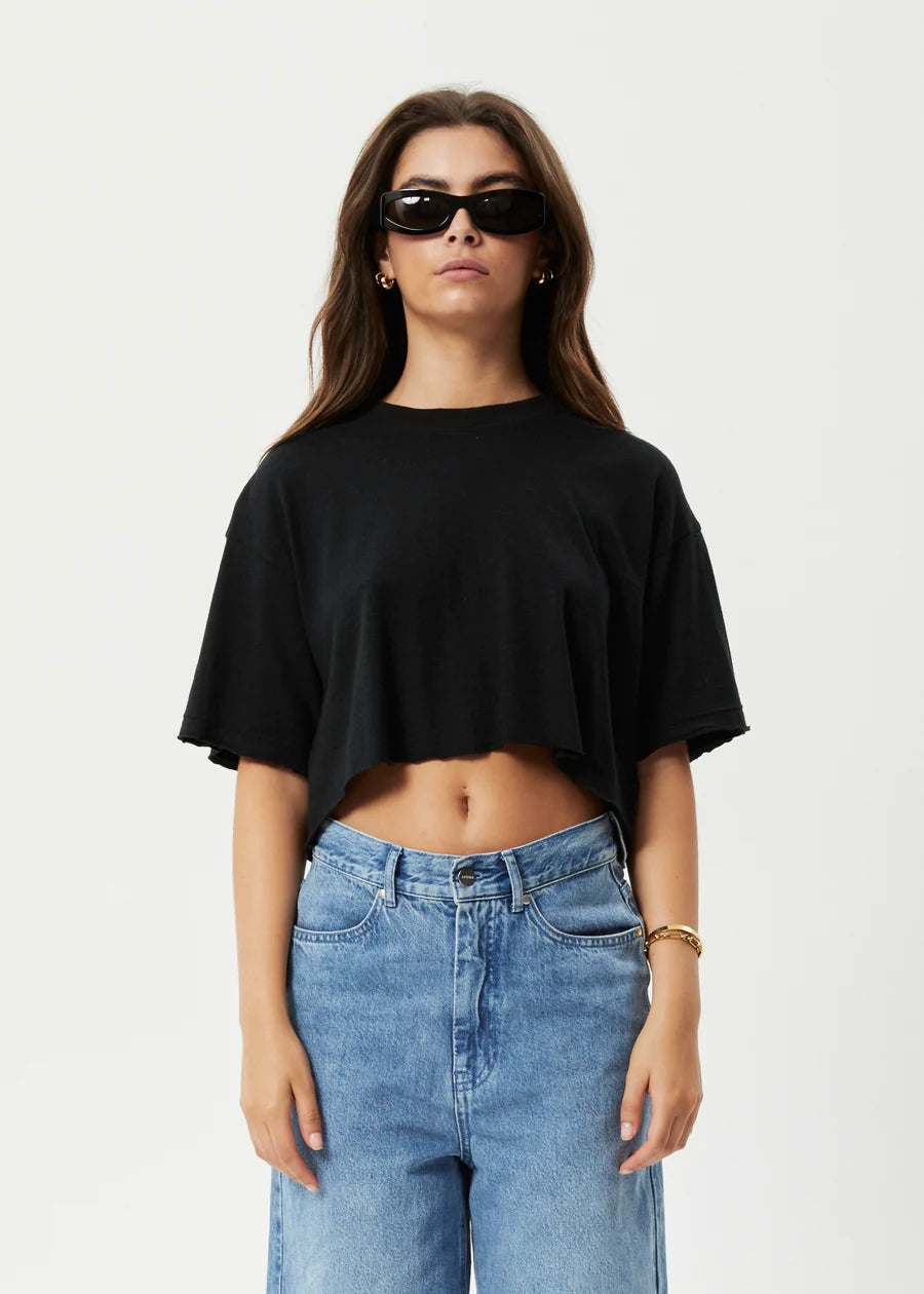 AFENDS • Crop Top Oversized Slay T-shirt Black XS 