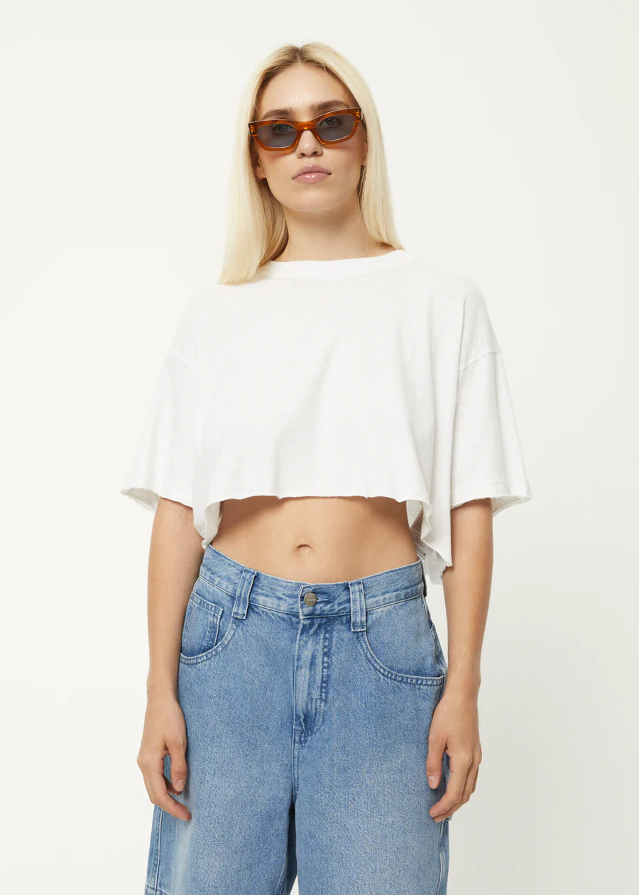 AFENDS • Crop Top Oversized Slay T-shirt White XS 