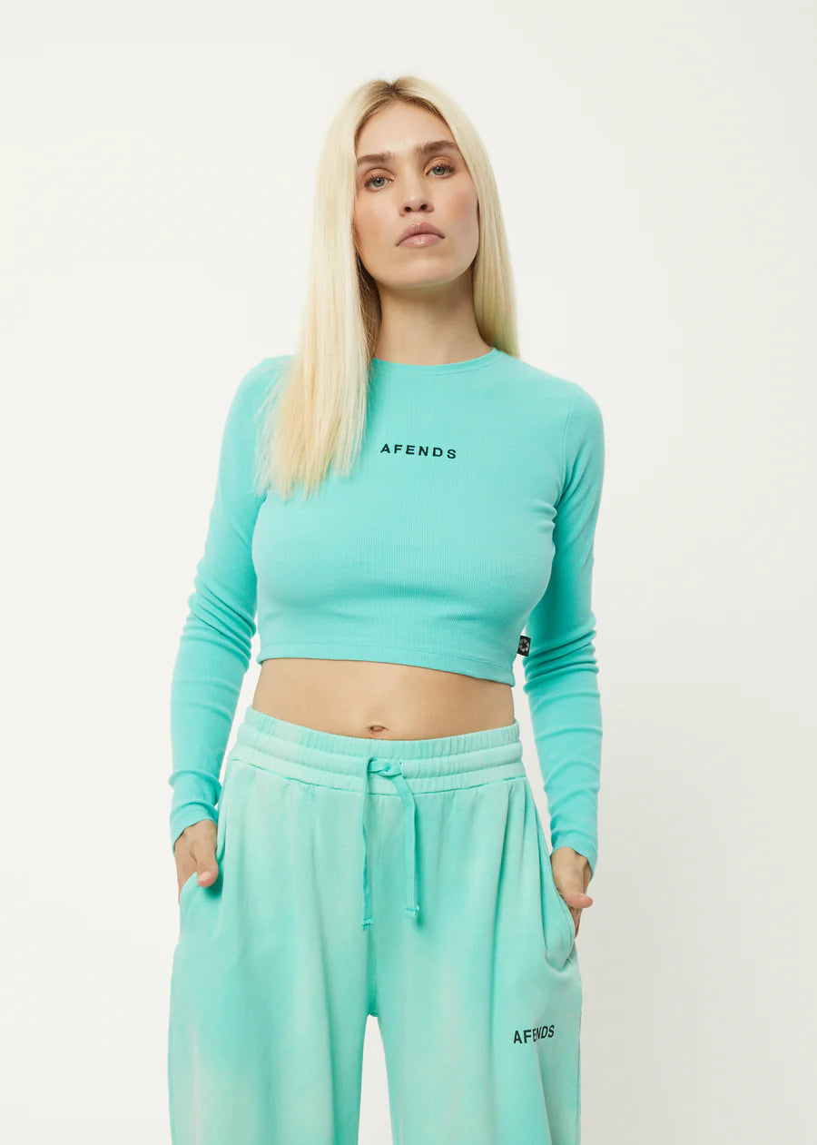 AFENDS • Crop Top Manches longues en côte Boundless T-shirt Jade Green XS 